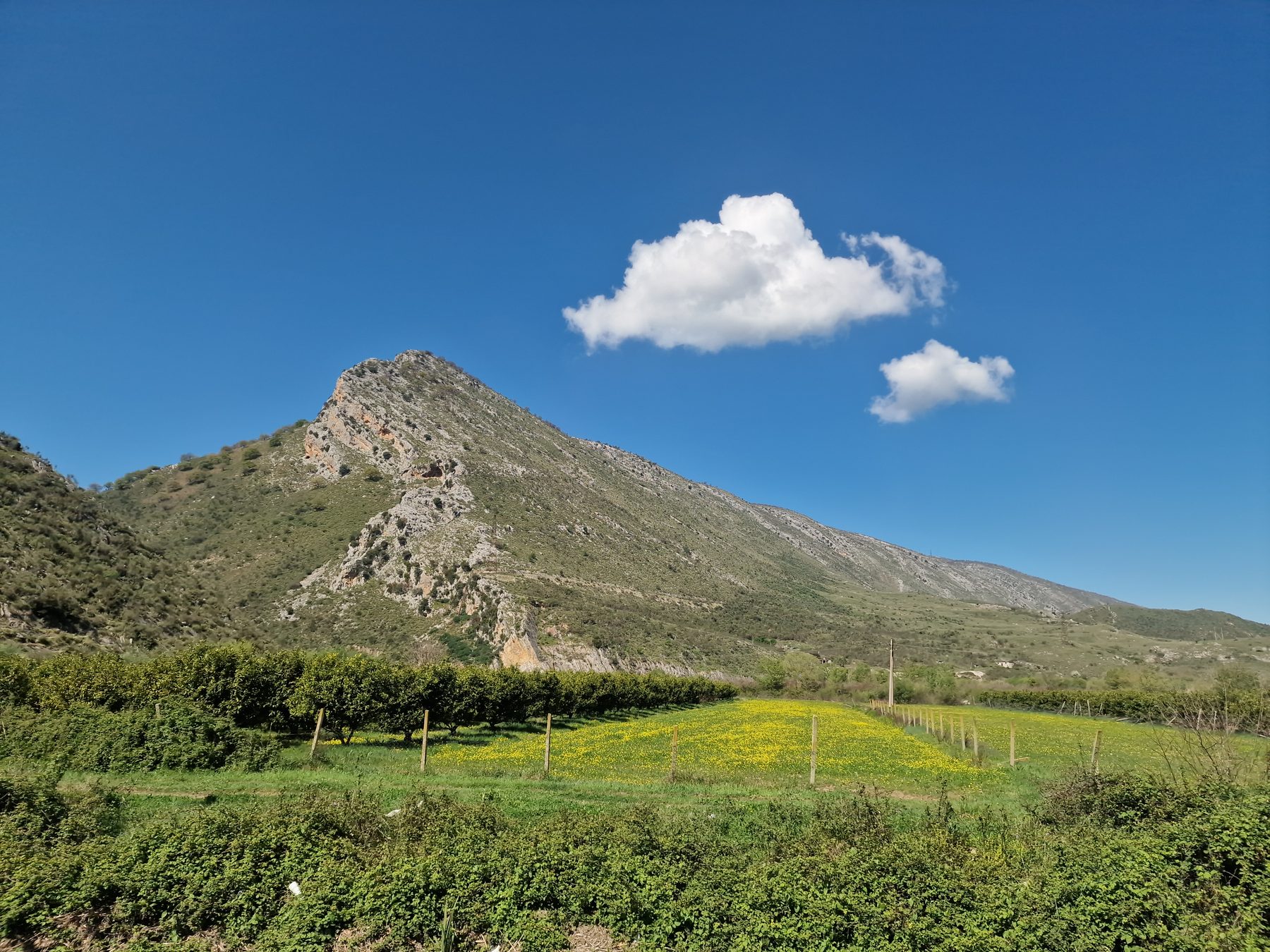 A dramatic rock spire on the way to Livadhja