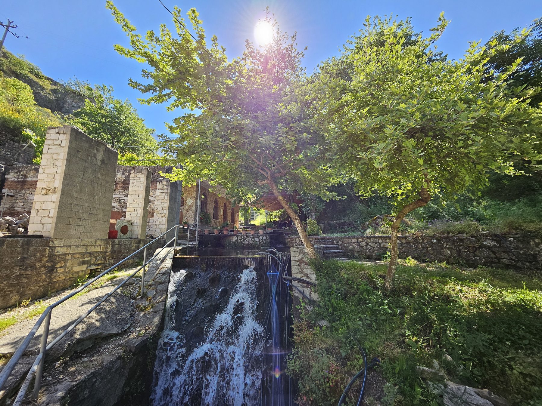 A waterfall near the trail