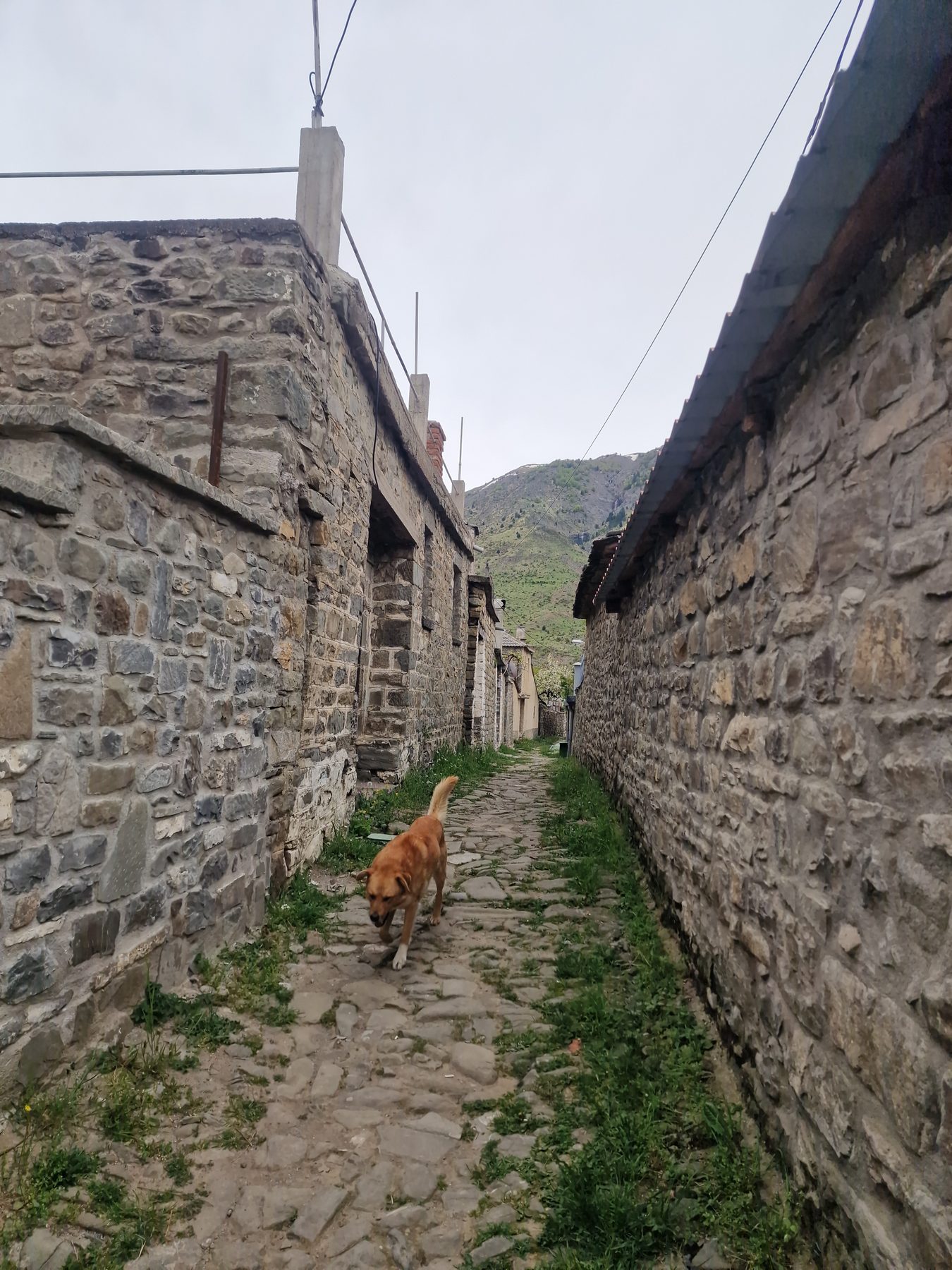 A weathered stone house