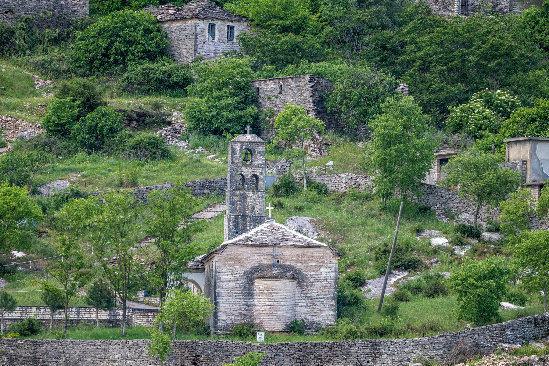 A stone church on the route